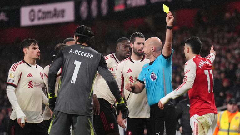 Gabriel Martinelli was shown a yellow card