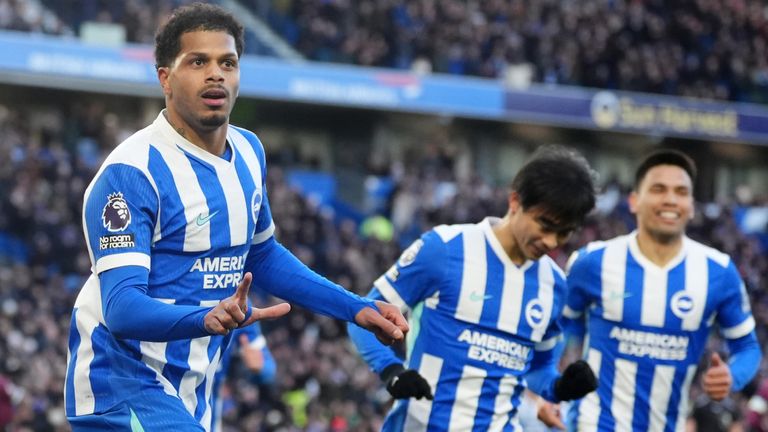 Brighton's Georginio Rutter celebrates scoring
