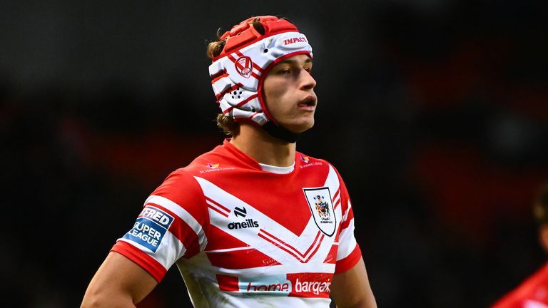 Picture by Olly Hassell/SWpix.com - 24/01/2026 - Rugby League - Rugby League Friendly - Matty Lees Testimonial Match - St Helens v Castleford Tigers - The Brewdog Stadium, St Helens, England - Harry Robertson of St Helens