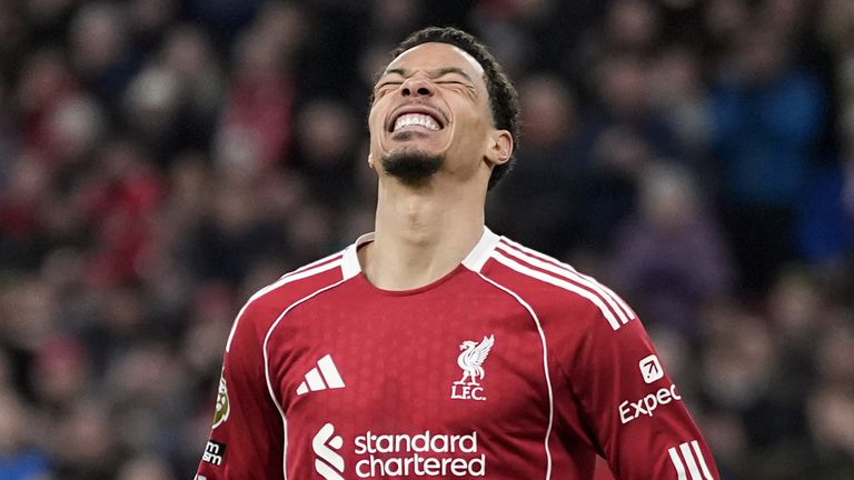 Hugo Ekitike reacts after his goal is ruled out