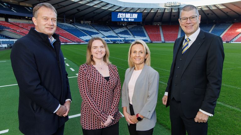 SFA chief executive Ian Maxwell, SWPL managing director Fiona McIntyre and SPFL chief executive Neil Doncaster