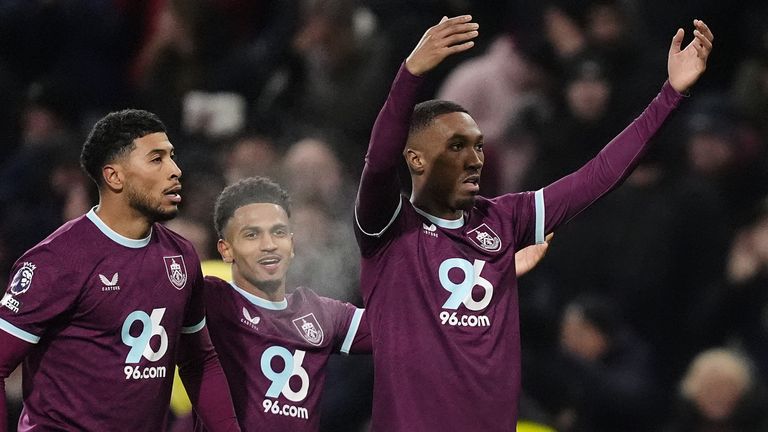 Burnley's Jaidon Anthony (right) celebrates equalising to make it 2-2