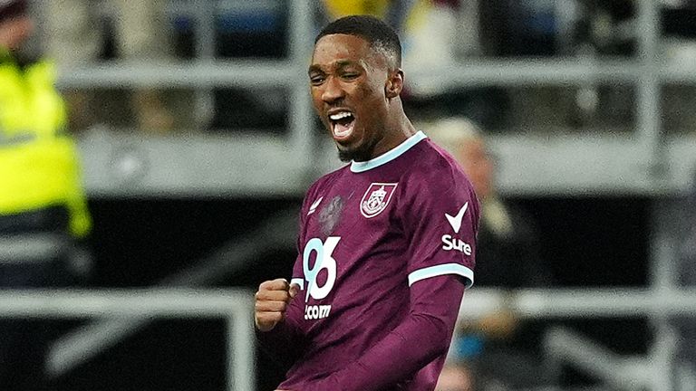 Burnley's Jaidon Anthony (left) celebrates scoring their second goal 