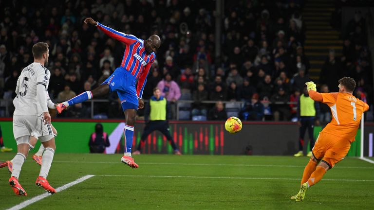 Jean-Philippe Mateta heads Crystal Palace in front against Fulham