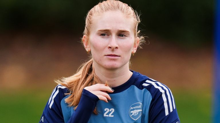 Arsenal's Jenna Nighswonger during a training session at the Sobha Realty Training Centre, London Colney. Picture date: Wednesday October 15