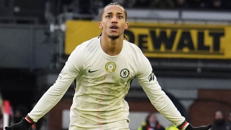 Joao Pedro celebrates after doubling Chelsea's lead against Crystal Palace