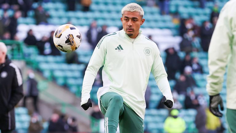 Julian Araujo during a William Hill Premiership match between Celtic and Rangers at Celtic Park