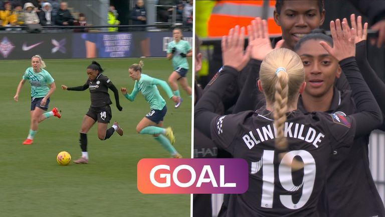 Kerolin Nicoli makes it three goals in three starts for Manchester City as she opens the scoring against London City Lionesses.