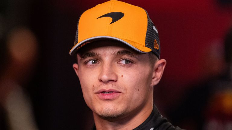 Lando Norris (McLaren Formula 1 Team, Great Britain, #04) during the interview, UAE, Formula 1 World Championship, Abu Dhabi Grand Prix, Yas Marina Circuit, Qualifying, 06.12.2025 Photo by: Memmler/picture-alliance/dpa/AP Images
