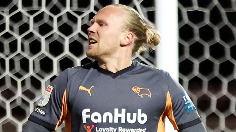 Lars-Jorgen Salvesen netted Derby's fifth goal at Ashton Gate