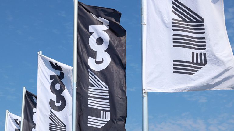 COLLEGE GROVE, TN - JUNE 22: A general view of LIV Golf flags during the second round of LIV Golf Nashville on June 22, 2024 at the Grove Golf Course in College Grove, Tennessee. (Photo by Michael Wade/Icon Sportswire) (Icon Sportswire via AP Images)