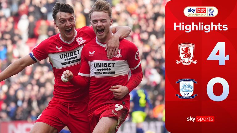 Middlesbrough 4-0 Preston North End | Championship highlights