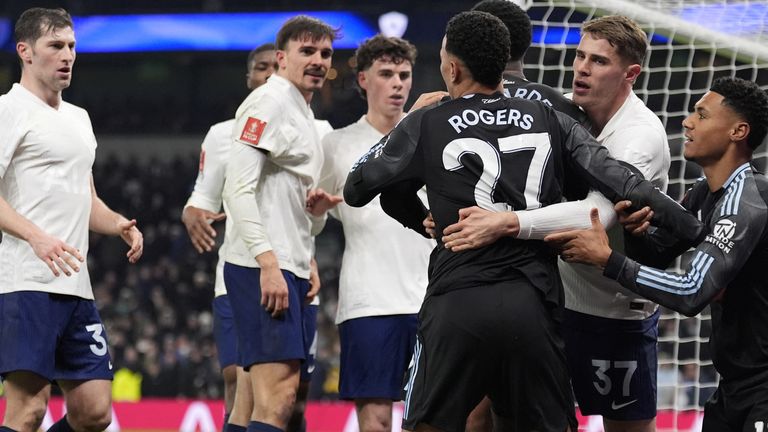 Morgan Rogers and Palhinha needed to be separated after the final whistle