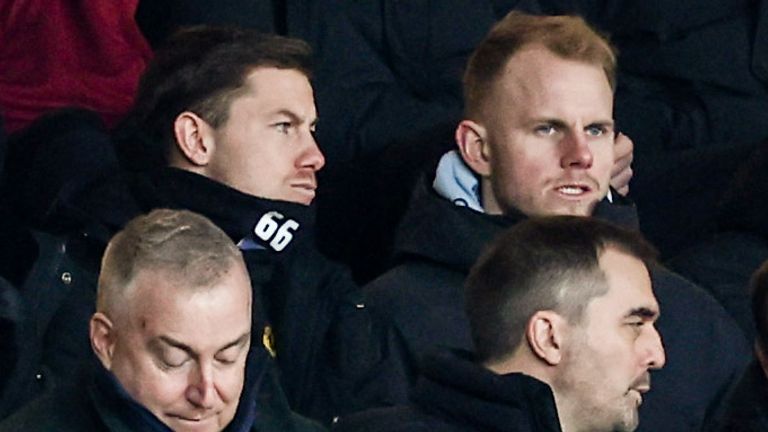 Motherwell signing target Eythor Bjorgolfsson (centre) watches on during a Scottish Cup match between Motherwell and Ross County 