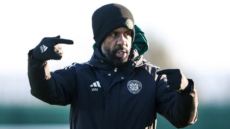 GLASGOW, SCOTLAND - JANUARY 02: Wilfried Nancy during a Celtic training session at the Lennoxtown Training Centre, on January 02, 2026, in Glasgow, Scotland. (Photo by Craig Williamson / SNS Group)