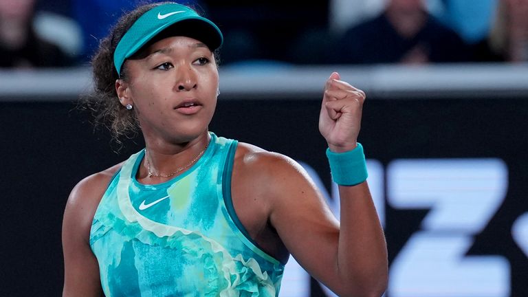 Naomi Osaka of Japan reacts after defeating Sorana Cirstea of Romania in their second round match at the Australian Open tennis championship