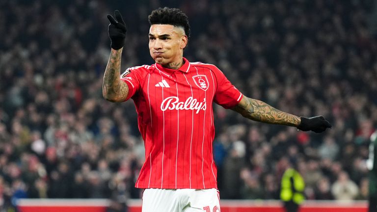 Igor Jesus celebrates his goal for Forest