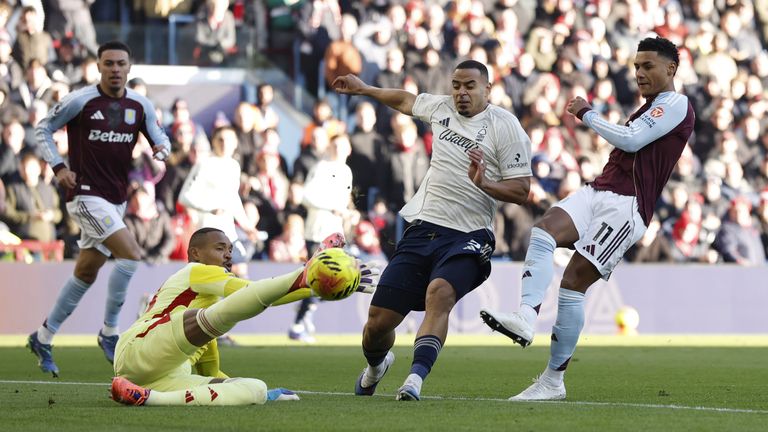 Ollie Watkins goes close for Villa early in the first half