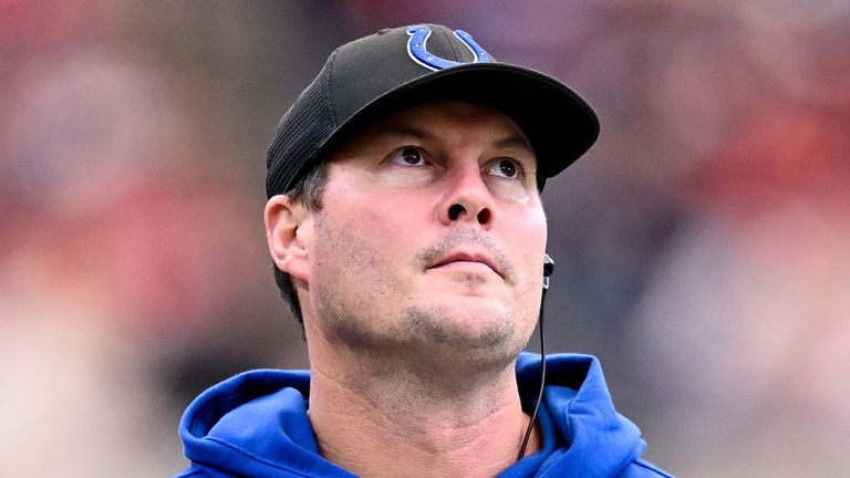 Indianapolis Colts quarterback Philip Rivers walks on the sideline during an NFL football game against the Houston Texans Sunday, Jan. 4, 2026, in Houston. (AP Photo/Maria Lysaker)