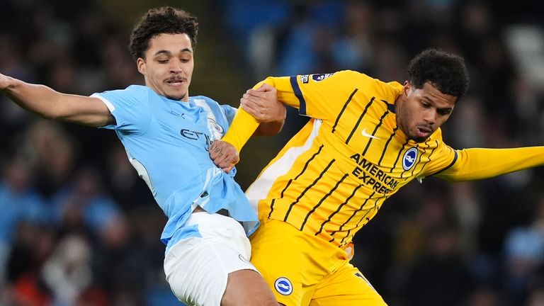 Max Alleyne and Georginio Rutter battle for the ball