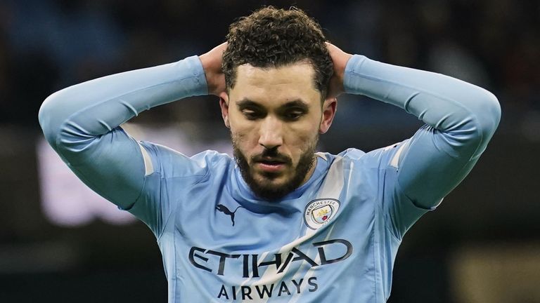 Rayan Cherki rues a missed chance against Brighton