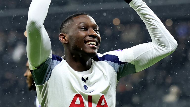 Randal Kolo Muani celebrates after giving Spurs a 1-0 lead