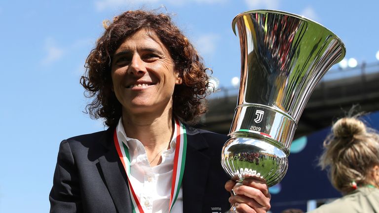 Rita Guarino with the Coppa Italia trophy - one of the many she won at Juventus
