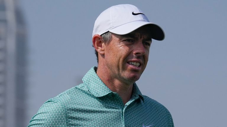 Rory McIlroy of Northern Ireland walks down the 8th fairway during the final round of the Dubai Desert Classic