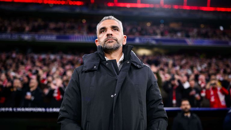 Rui Borges, do Sporting, durante o jogo da sua equipa contra o Bayern de Munique pela Liga dos Campeões