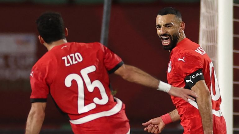 Egypt's Mohamed Salah celebrates scoring against Benin