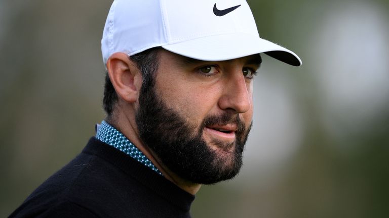 Scheffler during the first round of The American Express