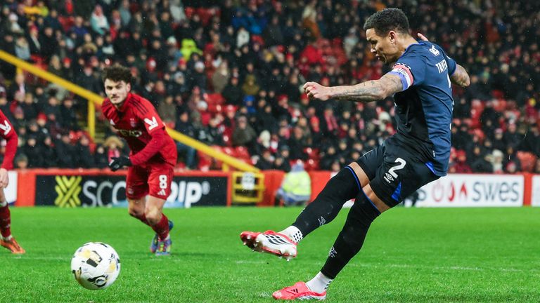 James Tavernier doubles Rangers' lead at Aberdeen from the penalty spot