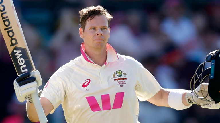 Steve Smith celebrates his Ashes hundred at the SCG (Getty Images)