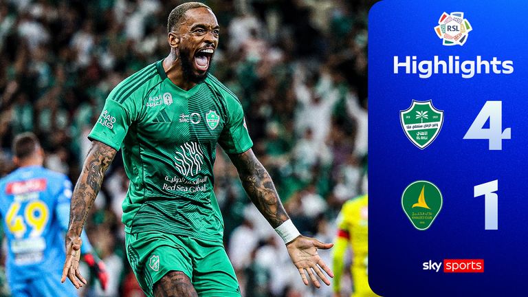 Ivan Toney of Al Ahli celebrates after scoring the 2nd goal during the Saudi pro league match between Al Ahli and Al Khaleej at Alinma Stadium on January 20, 2026 in Jeddah, Saudi Arabia. (