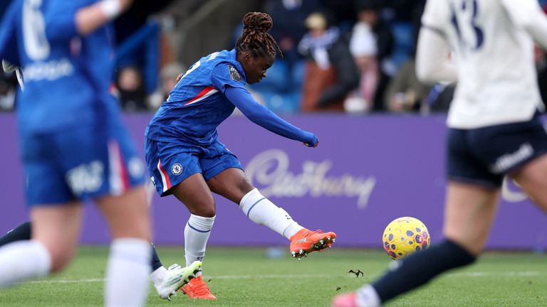Sandy Baltimore scores from long range to give Chelsea a 4-0 lead against West Ham