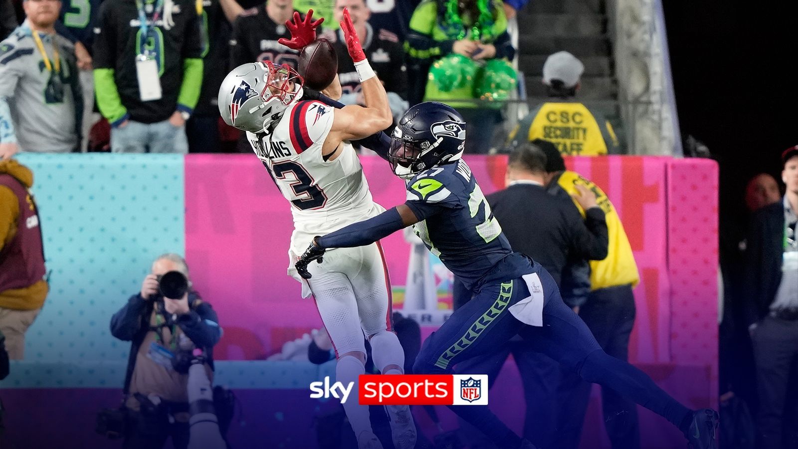 Super Bowl 60: Drake Maye with sensational 35-yard touchdown pass to Mack Hollins