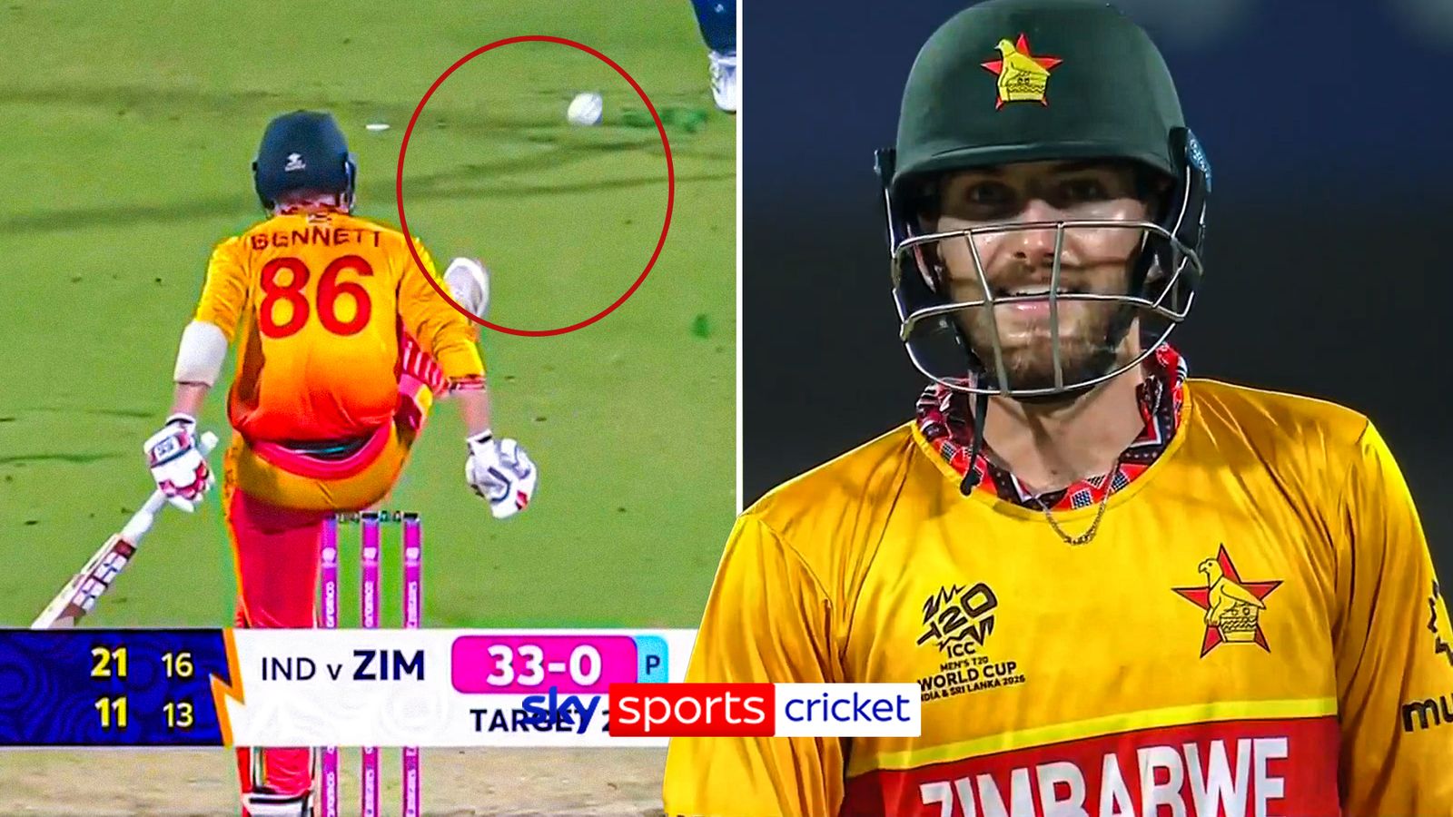 20 World Cup Super 8s: Batsman Brian Bennett saves wicket with impressive football skill!