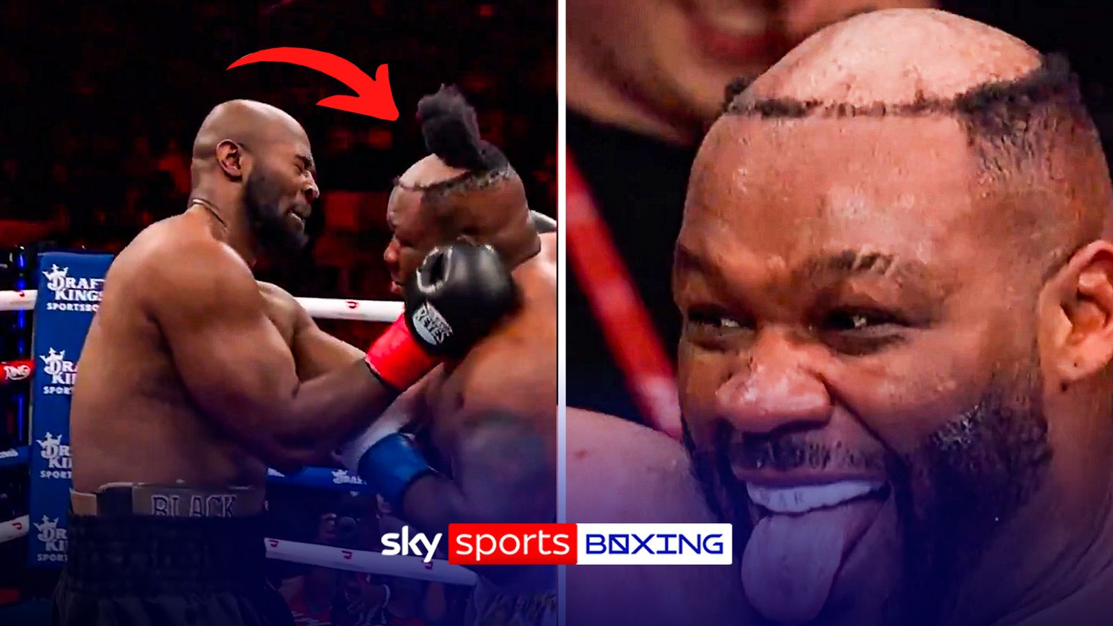 Boxer has hairpiece PUNCHED OFF | Jarrell Miller loses hair but wins fight!