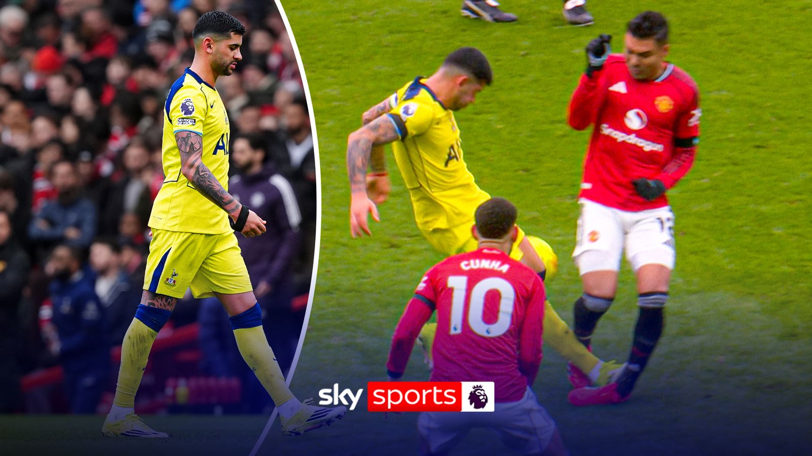 Manchester United vs Tottenham Hotspur: Cristian Romero's reckless red on Casemiro - Sky Sports