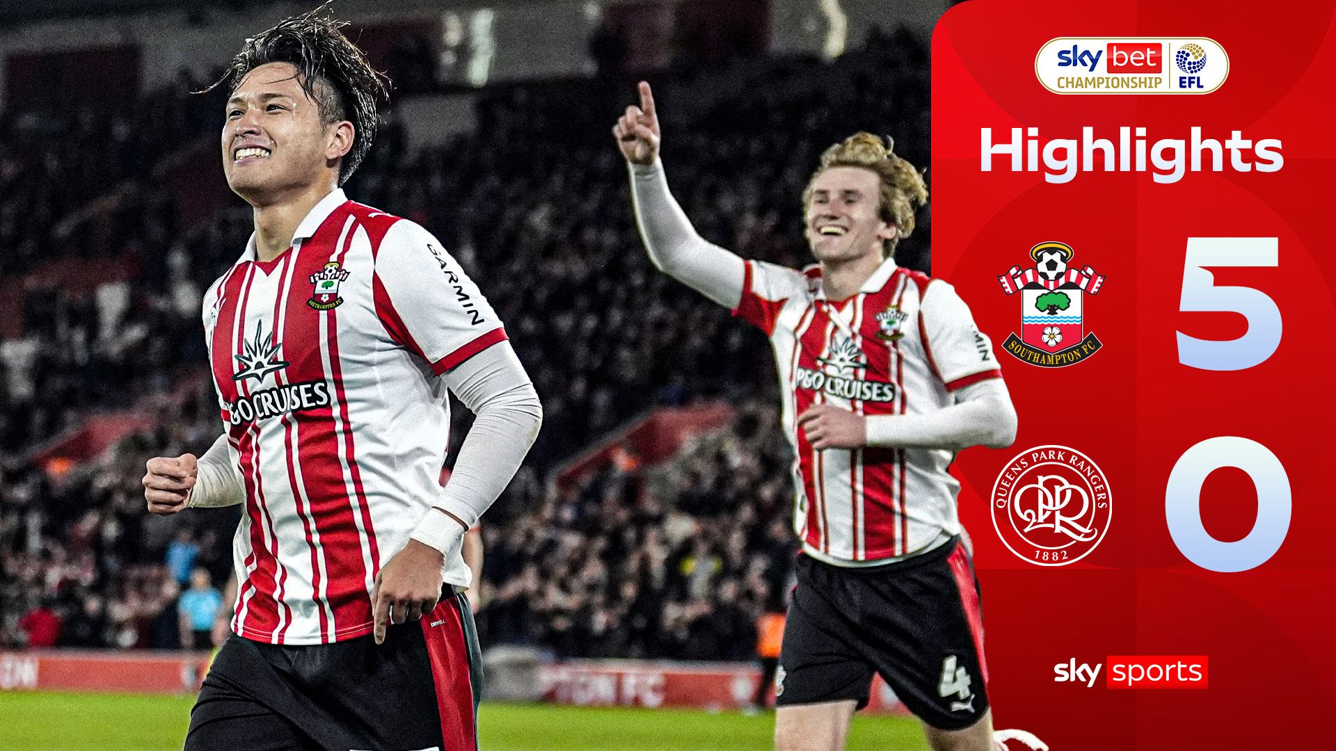 Matsuki brace helps Southampton hit FIVE past QPR