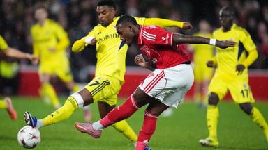 Nottingham Forest's Callum Hudson-Odoi scores against Fenerbahce