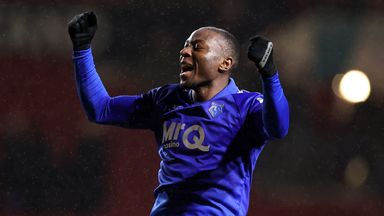 Jeremy Ngakia celebrates his winner for Watford