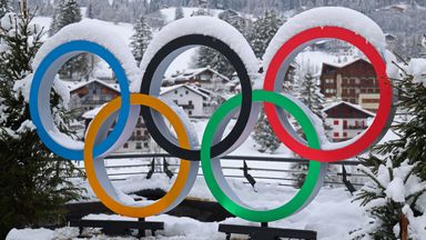 The Olympic rings symbol in Cortina d'Ampezzo, Italy