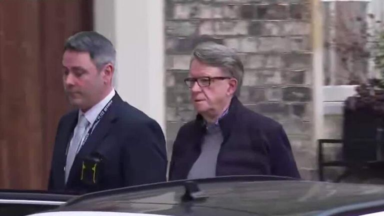 Peter Mandelson was arrested on Monday afternoon