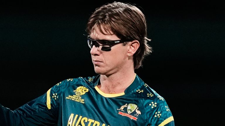 Australia's Adam Zampa celebrates a wicket during the T20 World Cup (Associated Press)