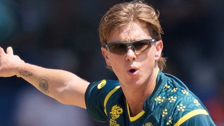 Australia's Adam Zampa  during the T20 World Cup cricket match between Australia and Zimbabwe 