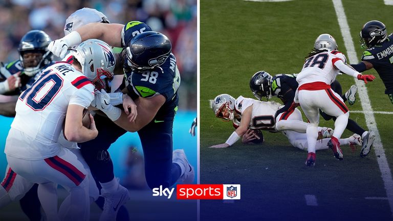 New England quarterback Drake Maye was sacked three times in the first half as Seattle's defence proved dominant.