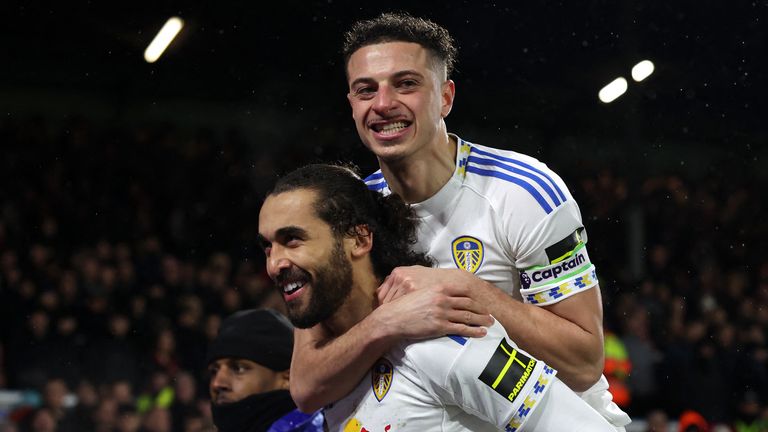 Leeds pair Dominic Calvert-Lewin and Ethan Ampadu celebrate against Nottingham Forest