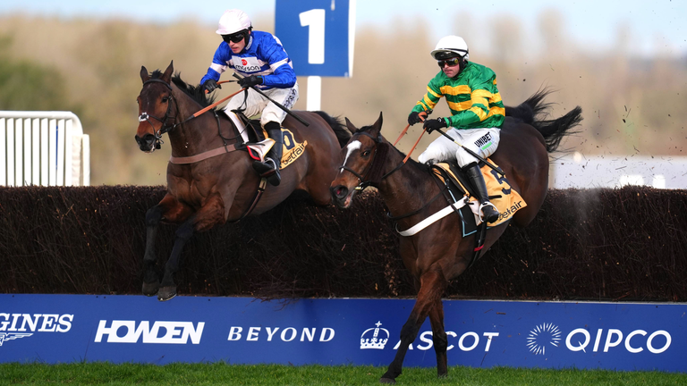 Jonbon ridden by Nico de Boinville (right) on their way to winning the Betfair Ascot Chase