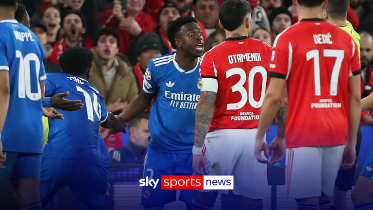 Benfica vs Real Madrid Champions League tie halted after Vinicius Jr racism allegation